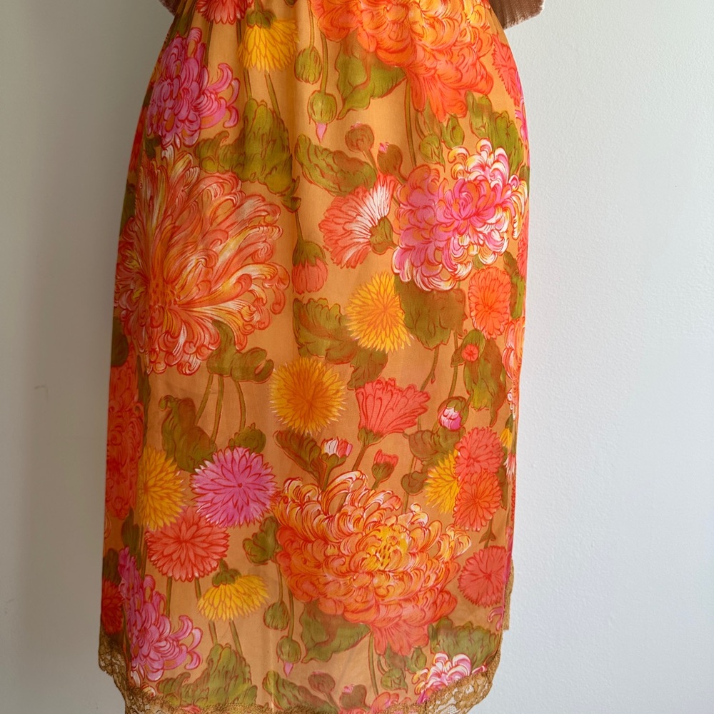 Vintage Floral Slip in Orange and Pink